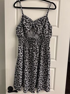 Black & White Floral Cutout Dress